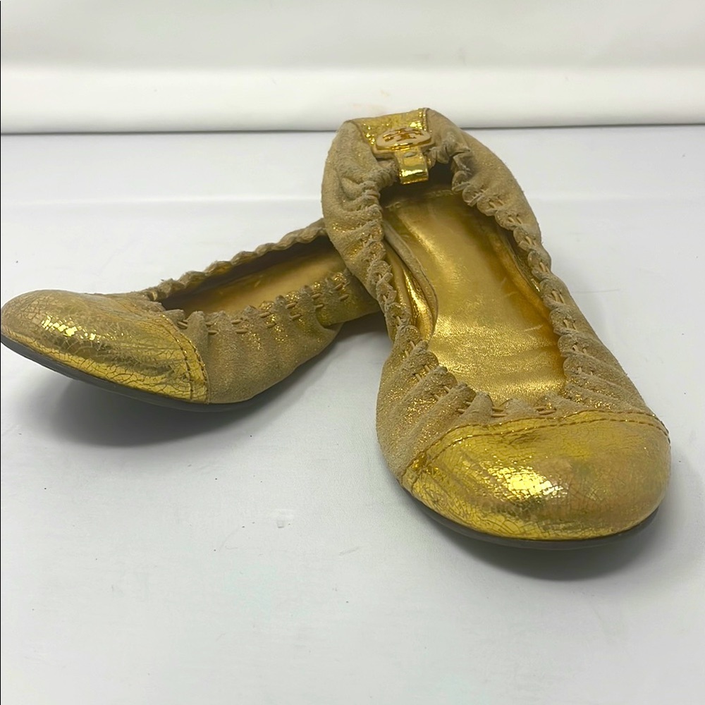 Tory Burch Gold Ballet Flats Size 6 Great Condition